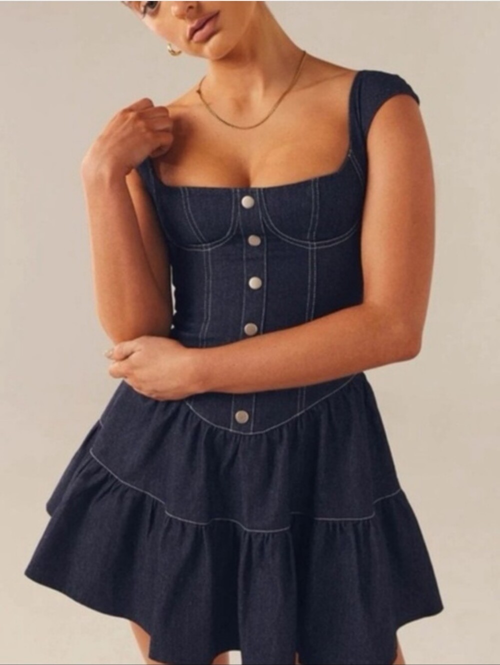 Peppermayo Isabella Denim Bustier Dress Sz 4